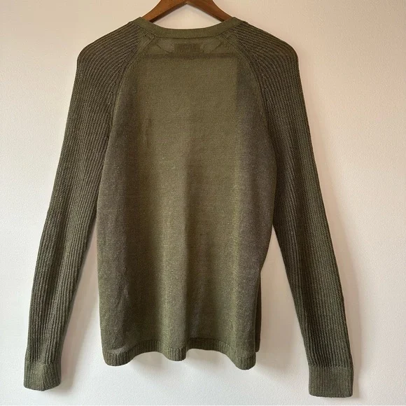 Loft Linen Rayon Blend Olive Green Cardigan No Closure Sage Army, size Medium - Picture 9 of 16